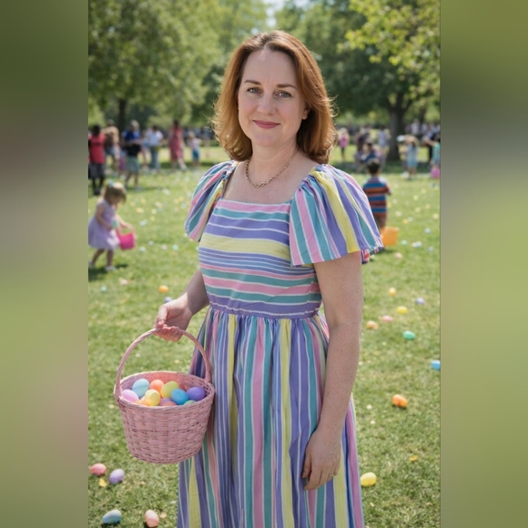 Lovely Melody Dresses & Skirts - Colorful Striped Puff Sleeve Dress